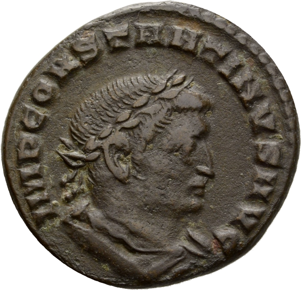 Constantine I obverse — Bust of Constantine I, laureate, cuirassed, right