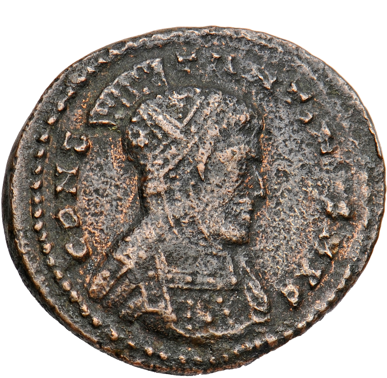 RIC VII Lugdunum 79 Constantine I obverse, Bust of Constantine I, wearing high crested helmet, cuirassed, right