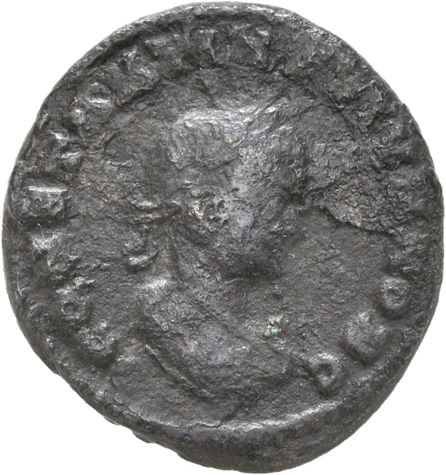 RIC VII Lugdunum 90 Constantine I obverse, Bust of Constantine II, laureate, draped, cuirassed, right, seen from behind