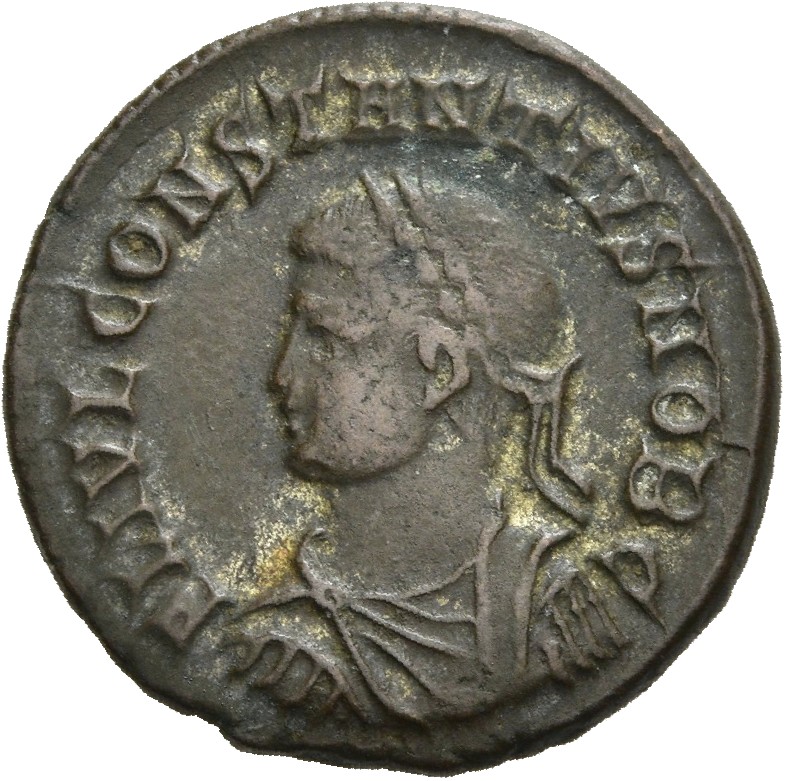RIC VII Nicomedia 128 Constantine I obverse, Bust of Constantius II, laureate, draped, cuirassed, left