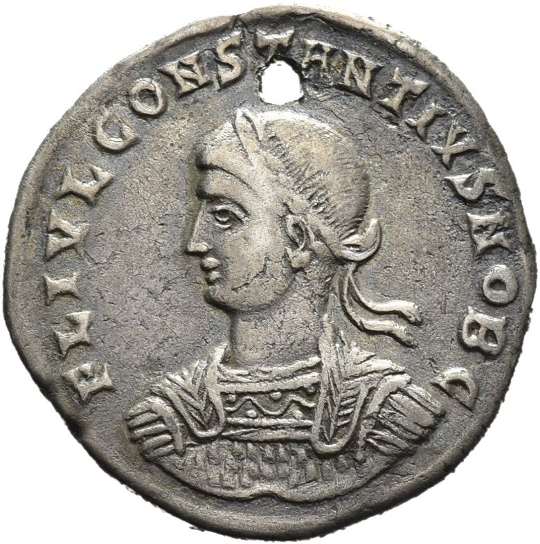 RIC VII Nicomedia 143 Constantine I obverse, Bust of Constantius II, laureate, cuirassed, left