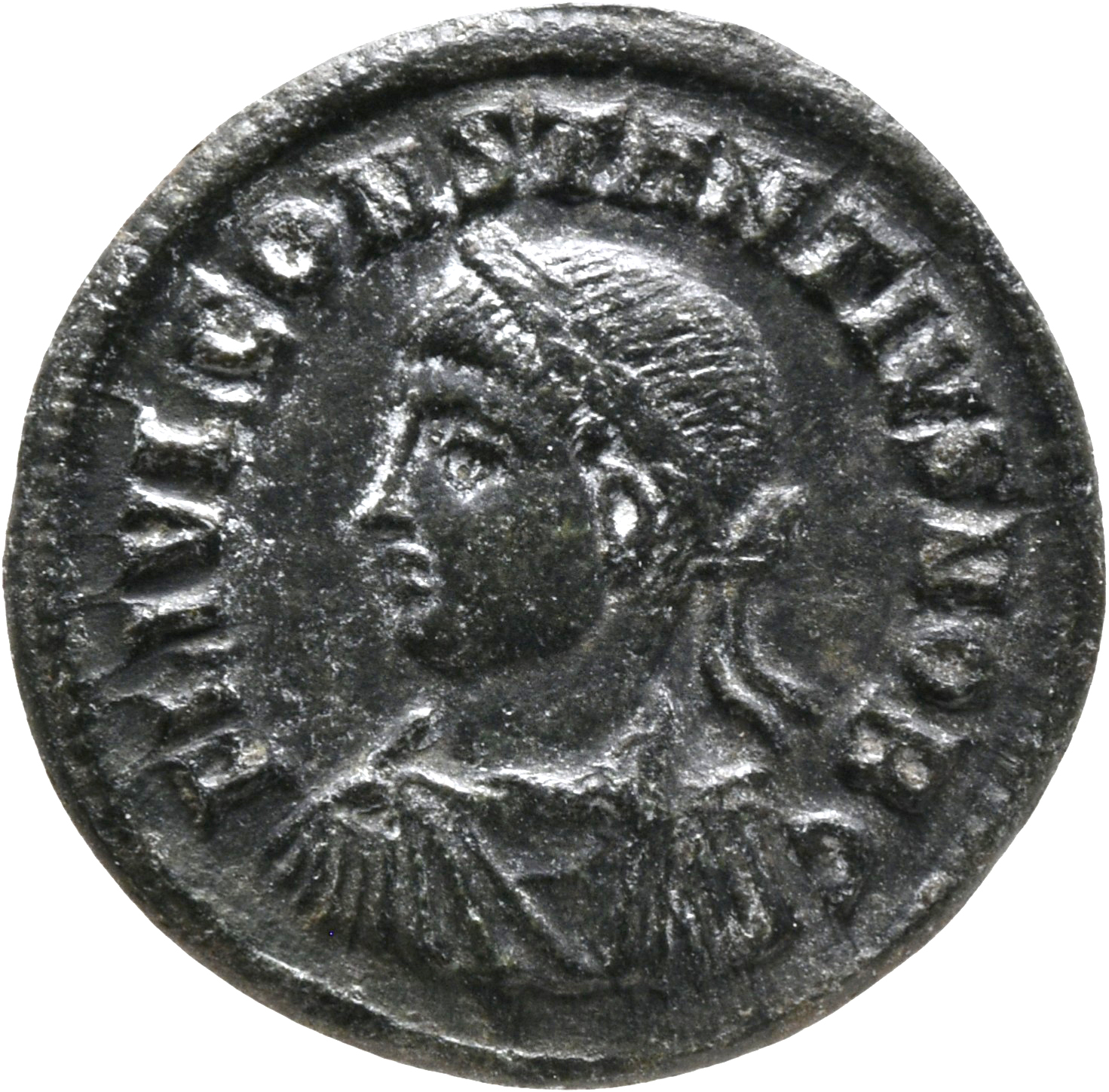 RIC VII Nicomedia 147 Constantine I obverse, Bust of Constantius II, laureate, draped, cuirassed, left