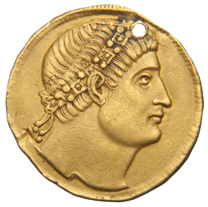 RIC VII Nicomedia 151 Constantine I obverse, Head of Constantine I, rosette-diademed, right, looking upward