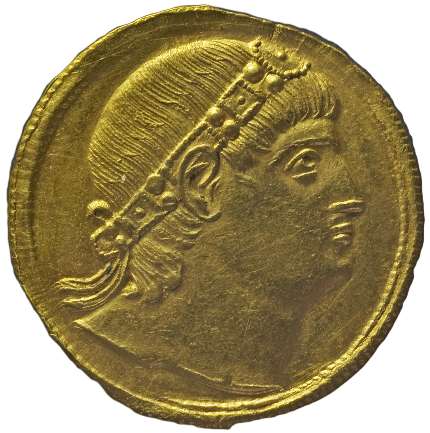 RIC VII Nicomedia 177 Constantine I obverse, Head of Constantine I, rosette-diademed, right, looking upward
