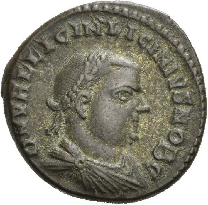 RIC VII Nicomedia 34 Licinius obverse, Bust of Licinius II, laureate, draped, cuirassed, right