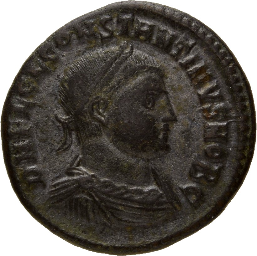 RIC VII Nicomedia 36 Licinius obverse, Bust of Constantine II, laureate, draped, cuirassed, right