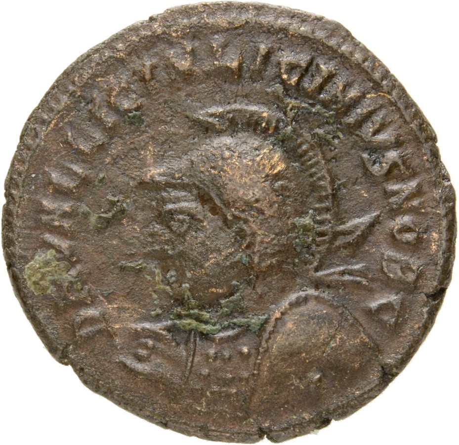 RIC VII Nicomedia 49 Licinius obverse, Bust of Licinius II, laureate, cuirassed, left, holding spear across right shoulder...