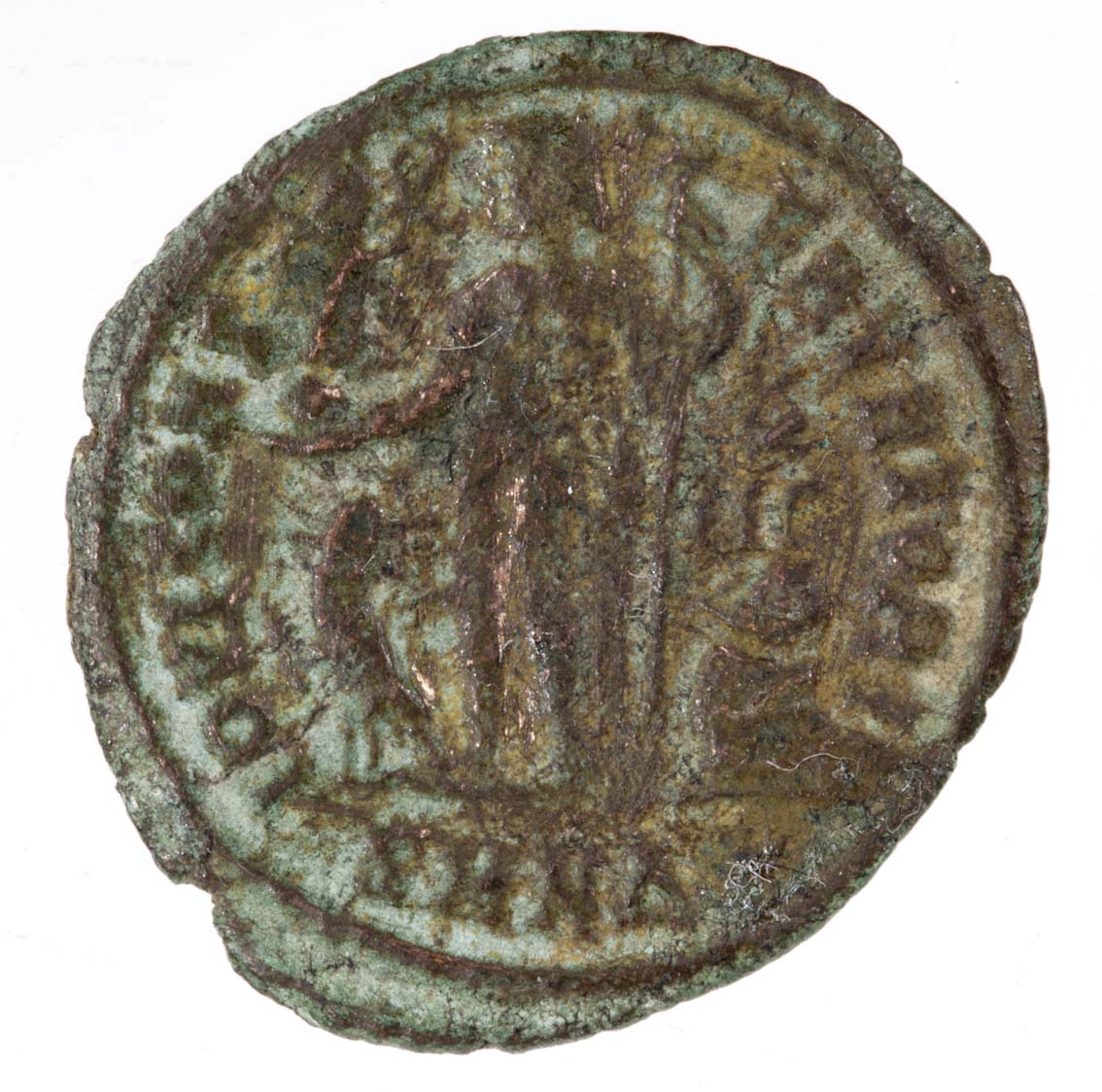 RIC VII Nicomedia 50 Licinius reverse, Jupiter, nude, chlamys draped across left shoulder, standing left, holding Victory ...