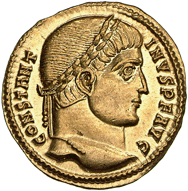 RIC VII Nicomedia 63 Constantine I obverse, Head of Constantine I, laureate, right