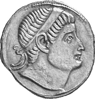 Constantine I obverse — Head of Constantine I, diademed, right, looking upward