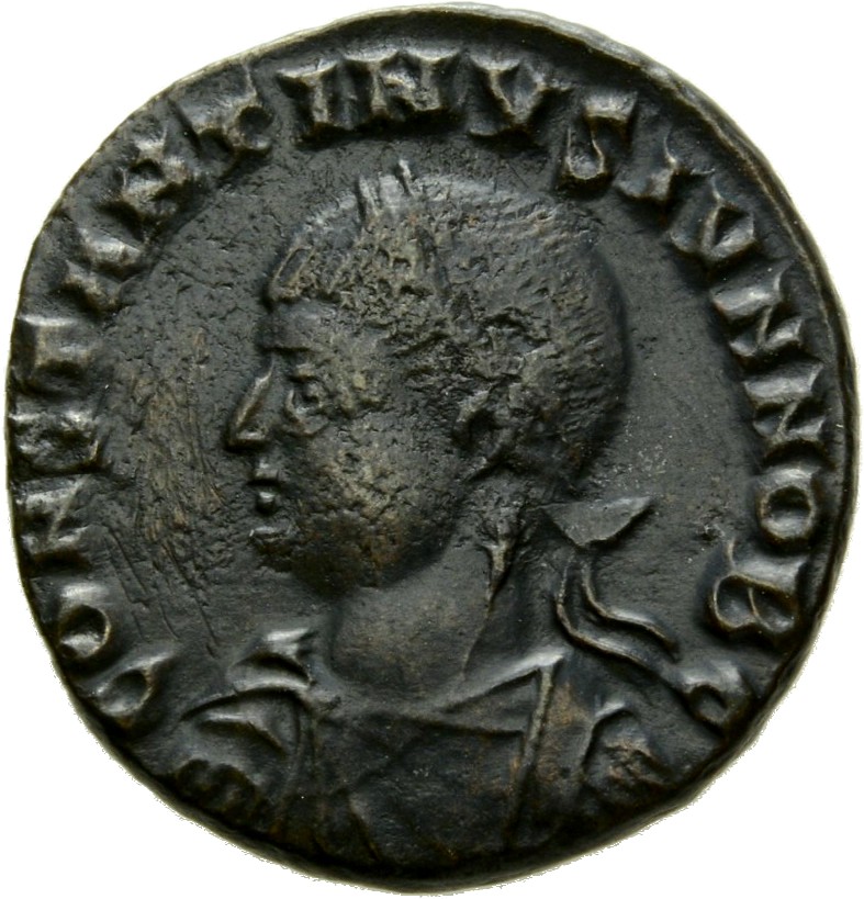 Constantine I obverse — Bust of Constantine II, laureate, draped, cuirassed, left