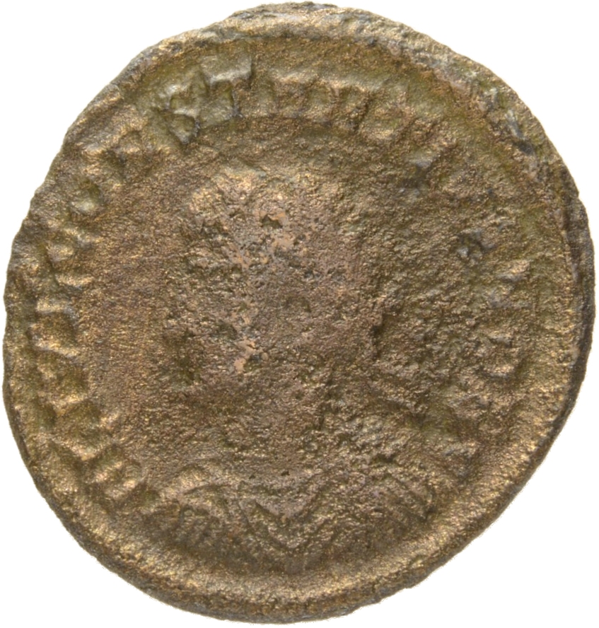 Constantine I obverse — Bust of Constantius II, laureate, draped, cuirassed, left