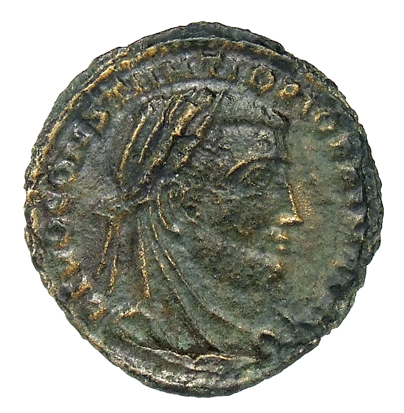 RIC VII Rome 108 Licinius obverse, Head of Constantius Chlorus, veiled, laureate, right