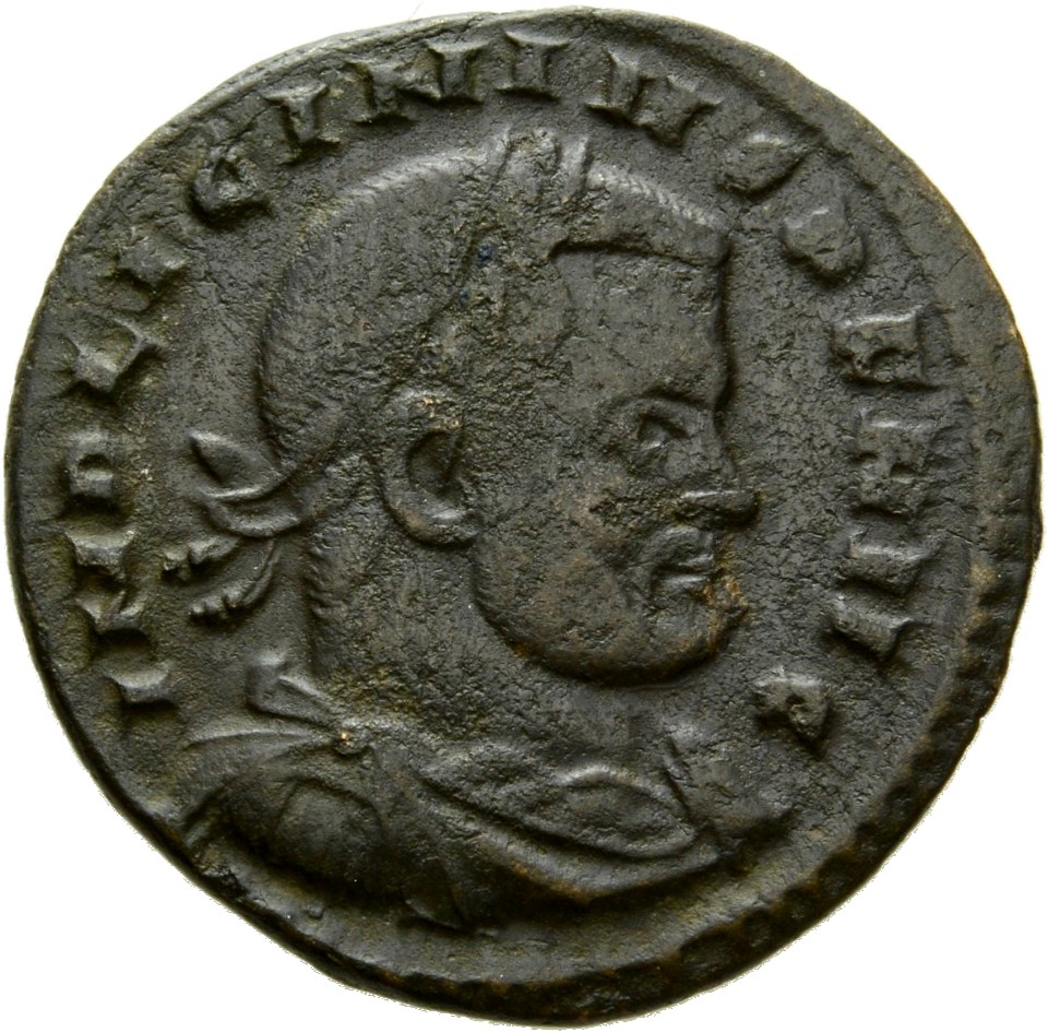 RIC VII Rome 22 Licinius obverse, Bust of Licinius, laureate, draped, cuirassed, right