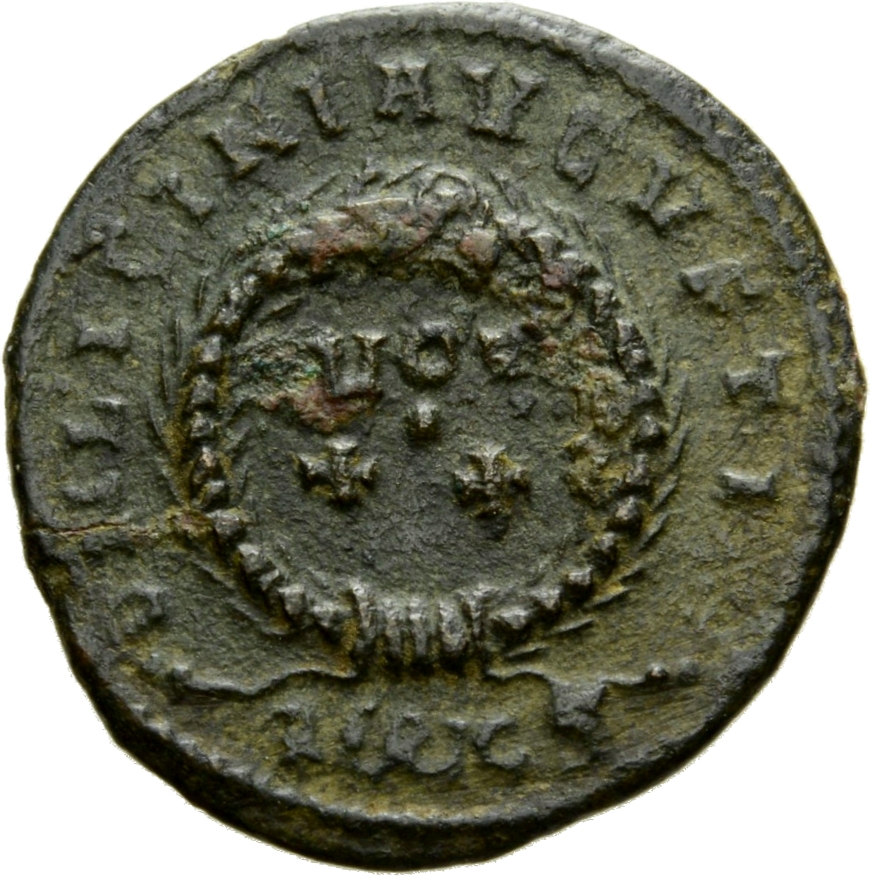 RIC VII Rome 228 Licinius reverse, VOT/XX within a laurel wreath