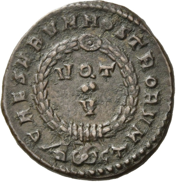 RIC VII Rome 229 Licinius reverse, VOT/V within a laurel wreath