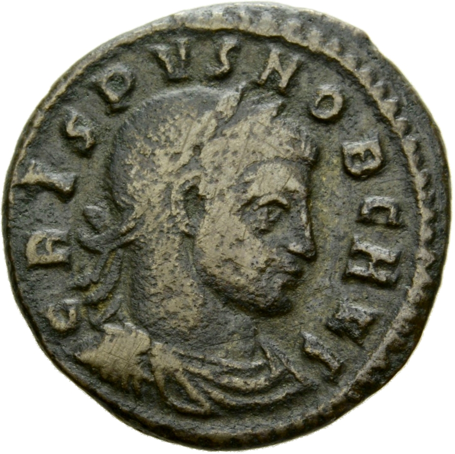 RIC VII Rome 234 Licinius obverse, Bust of Crispus, laureate, draped, cuirassed, right