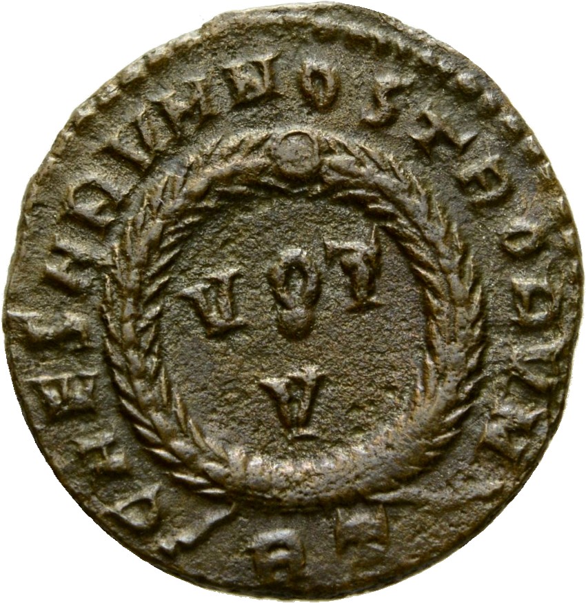 RIC VII Rome 234 Licinius reverse, VOT/V within a laurel wreath