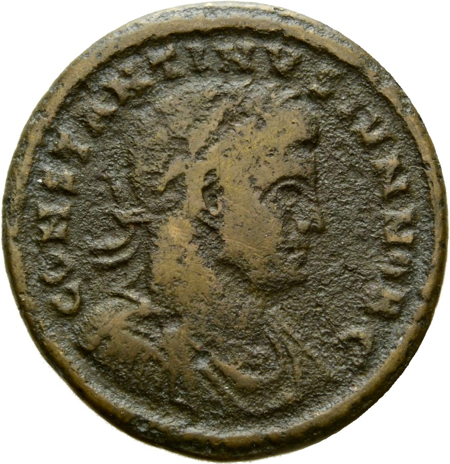 RIC VII Rome 236 Licinius obverse, Bust of Constantine II, laureate, draped, cuirassed, right