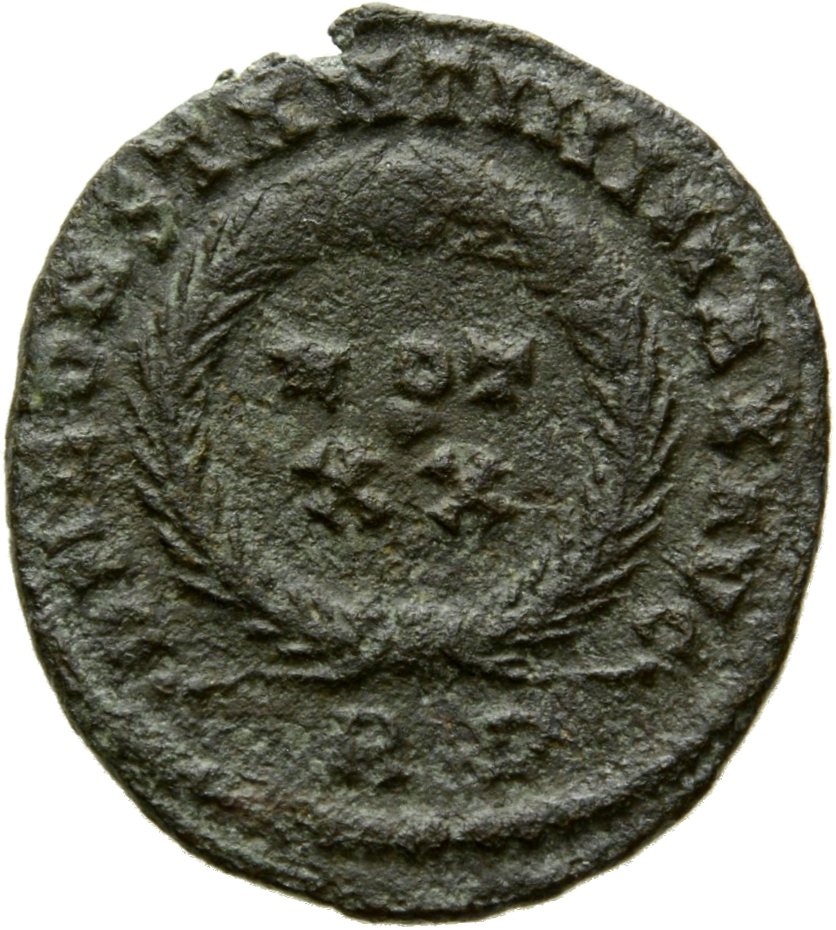 RIC VII Rome 237 Licinius reverse, VOT/XX within a laurel wreath
