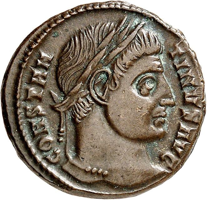 RIC VII Rome 237 Licinius obverse, Head of Constantine I, laureate, right