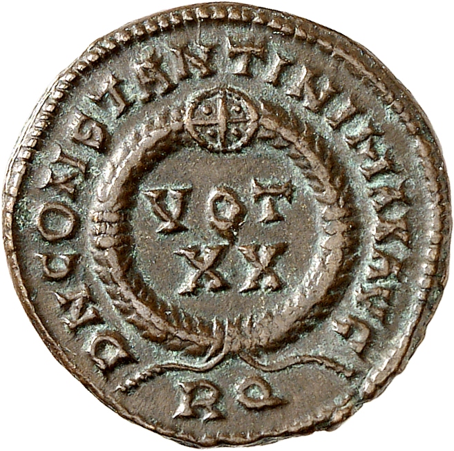 RIC VII Rome 237 Licinius reverse, VOT/XX within a laurel wreath