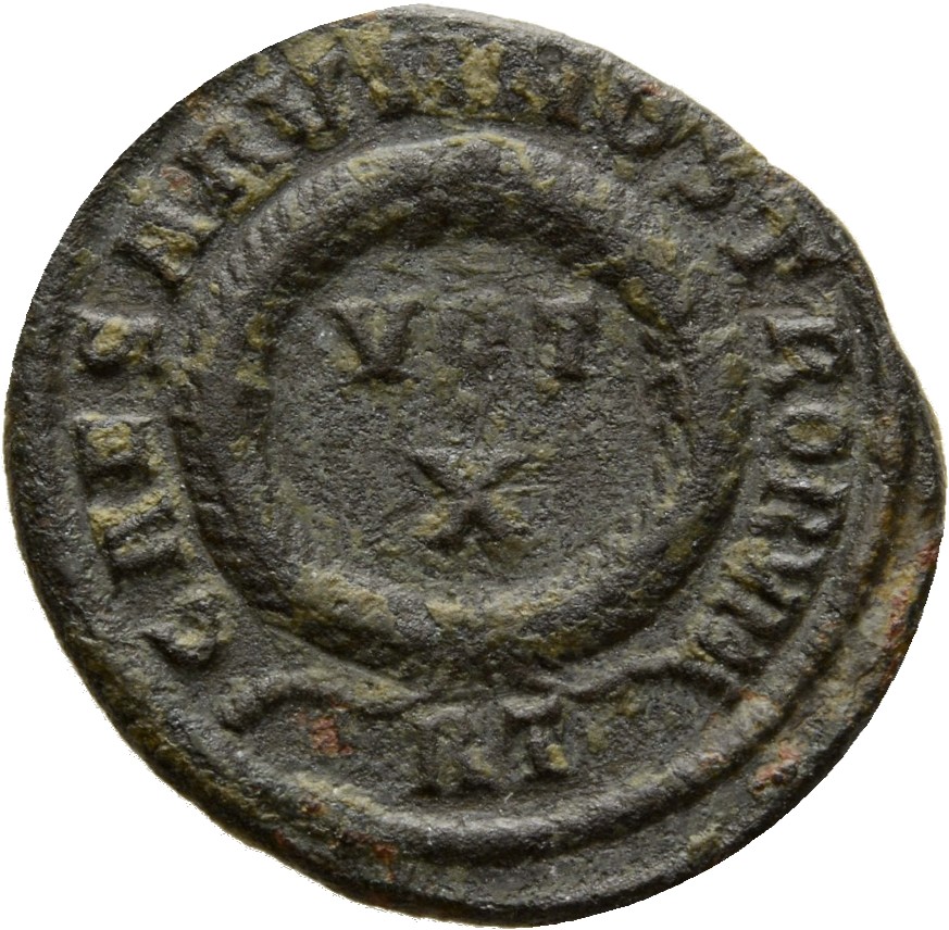 RIC VII Rome 243 Licinius reverse, VOT/X within a laurel wreath