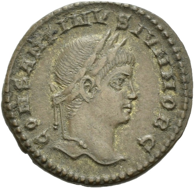 RIC VII Rome 243 Licinius obverse, Head of Constantine II, laureate, right