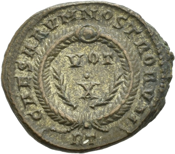 RIC VII Rome 247 Licinius reverse, VOT/X within a laurel wreath