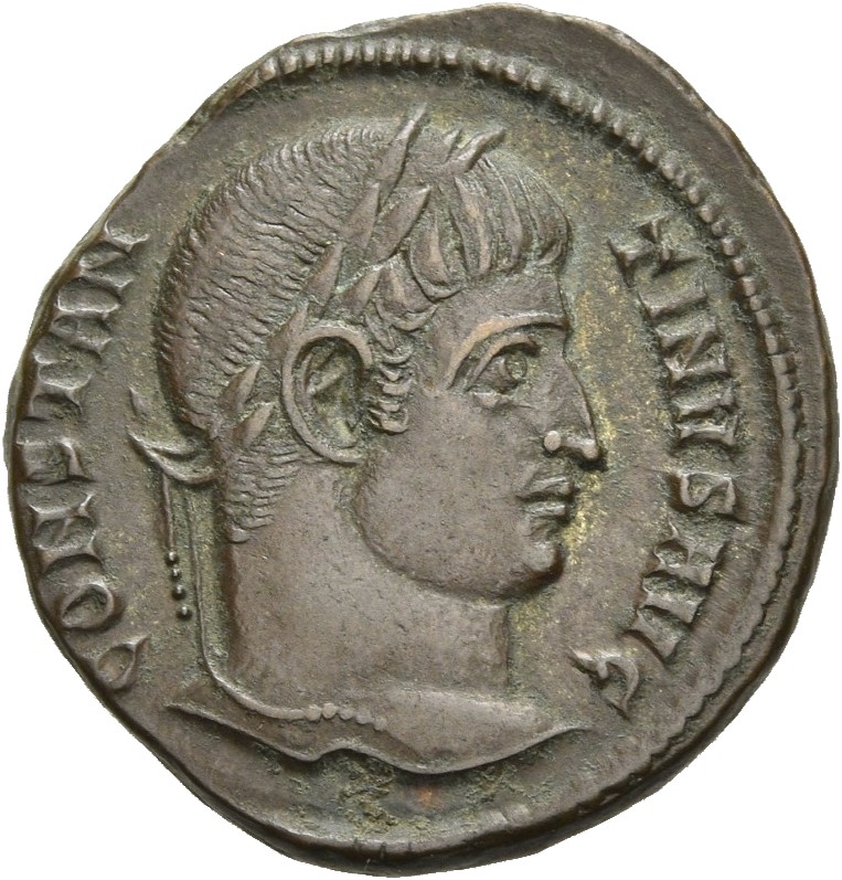 RIC VII Rome 264 Constantine I obverse, Head of Constantine I, laureate, right