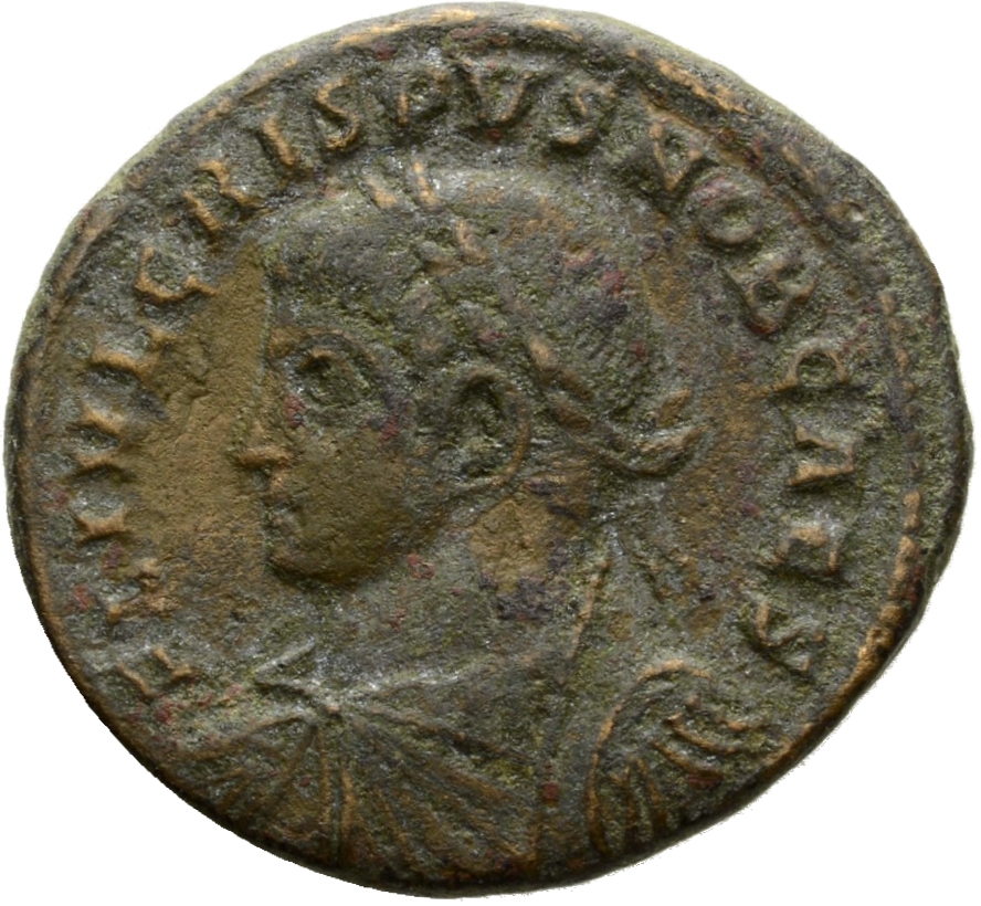 RIC VII Rome 266 Constantine I obverse, Bust of Crispus, laureate, draped, cuirassed, left