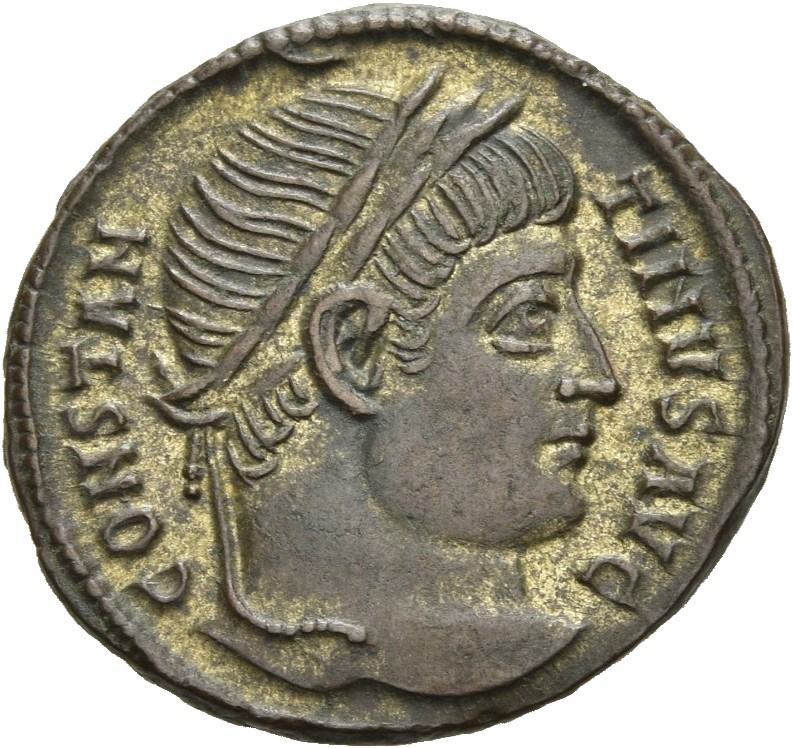 RIC VII Rome 287 Constantine I obverse, Head of Constantine I, laureate, right