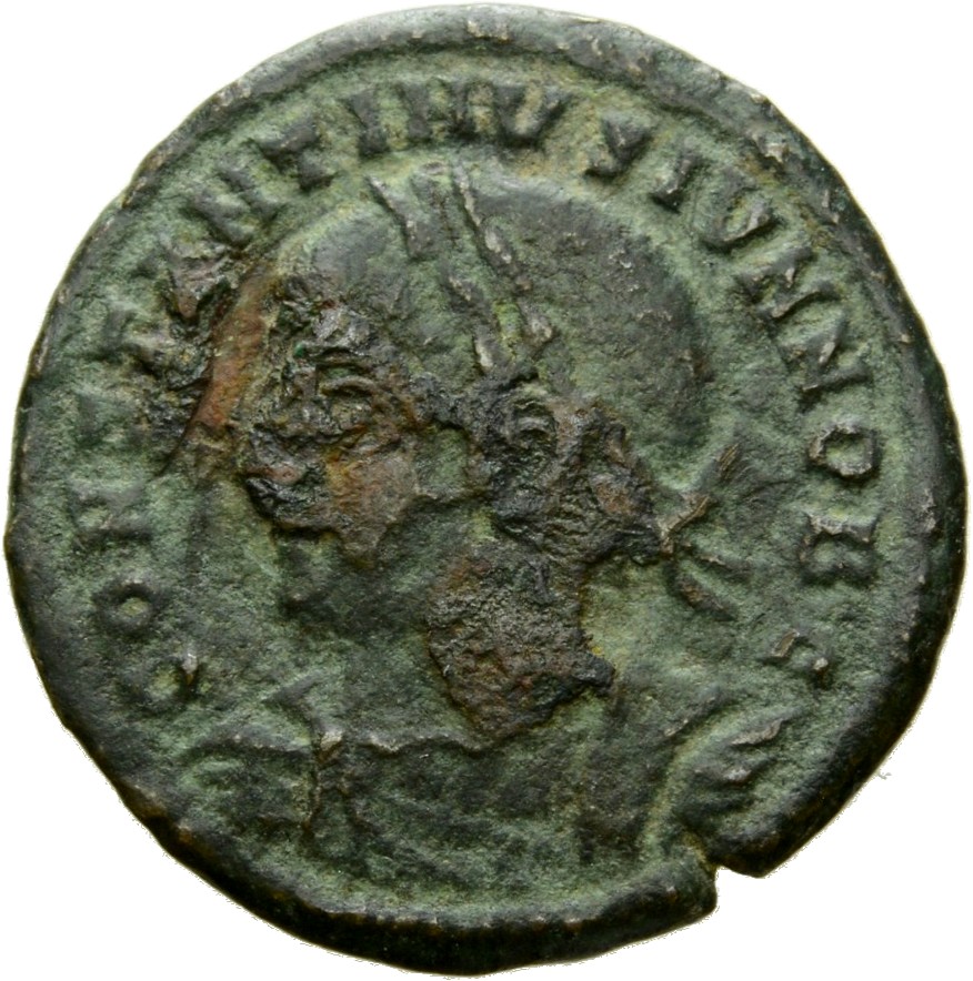 RIC VII Rome 289 Constantine I obverse, Bust of Constantine II, laureate, draped, cuirassed, left