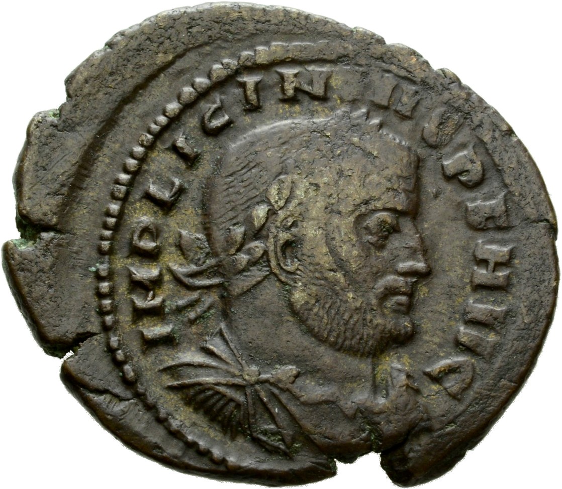 RIC VII Rome 29 Licinius obverse, Bust of Licinius, laureate, draped, cuirassed, right