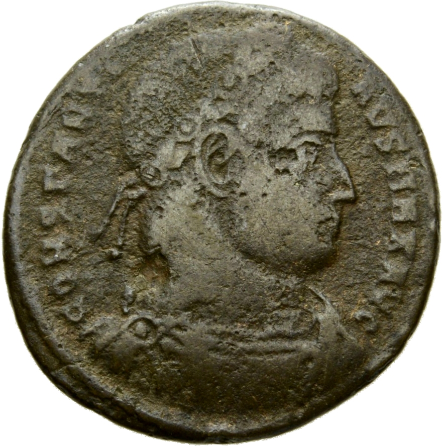 RIC VII Rome 322 Constantine I obverse, Bust of Constantine I, rosette-diademed, draped, cuirassed, right