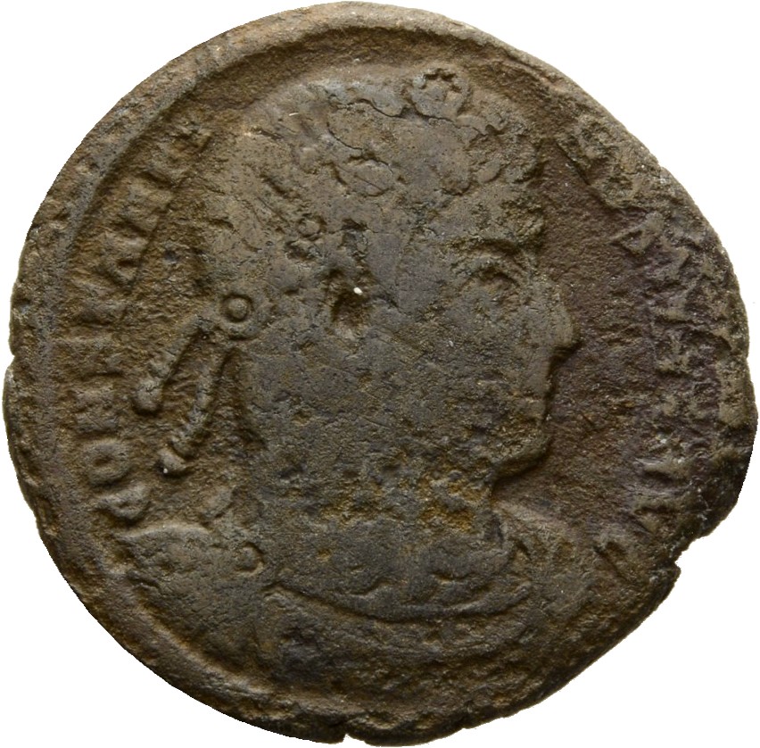 RIC VII Rome 327 Constantine I obverse, Bust of Constantine I, rosette-diademed, draped, cuirassed, right