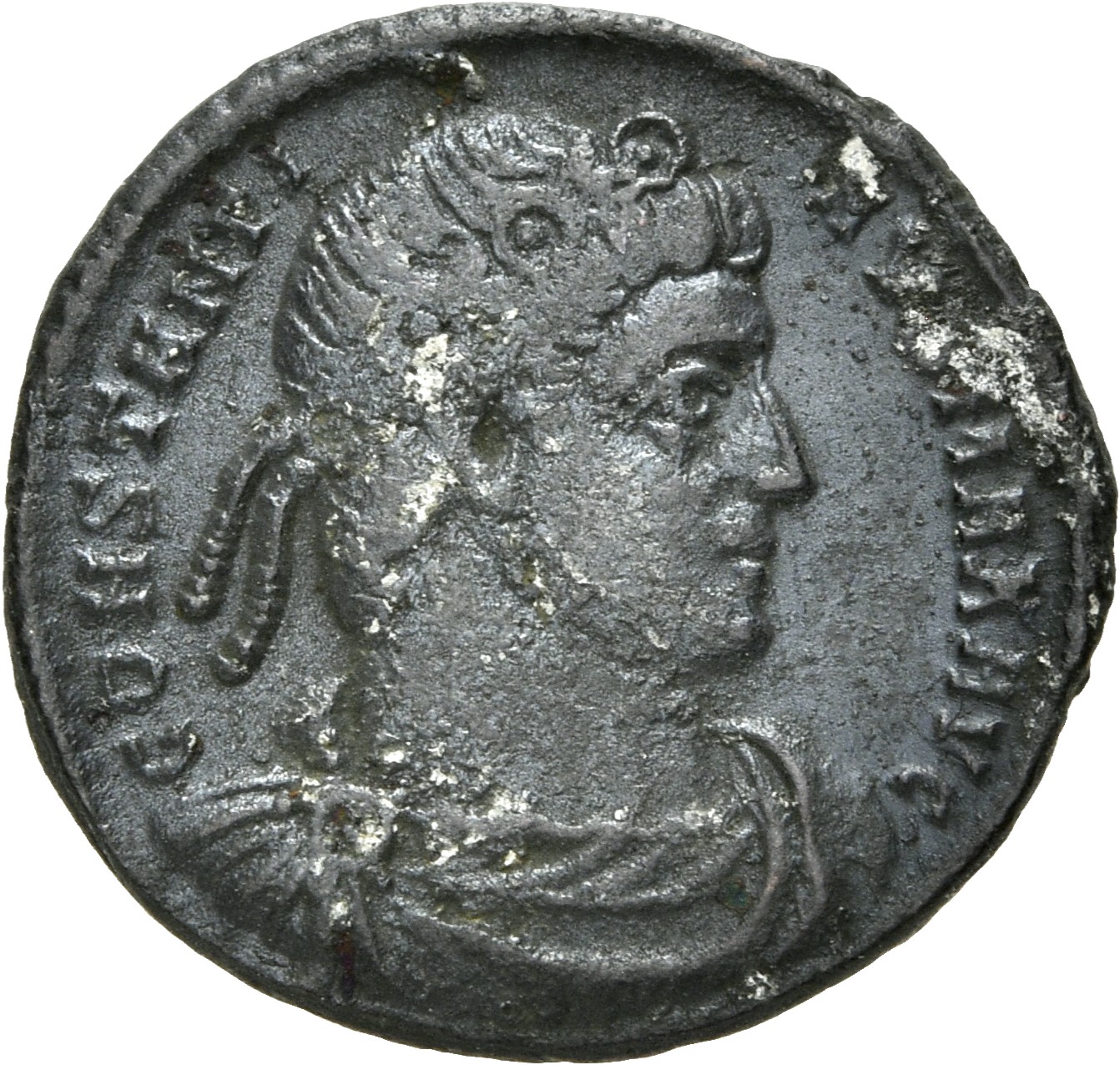 RIC VII Rome 327 Constantine I obverse, Bust of Constantine I, rosette-diademed, draped, cuirassed, right