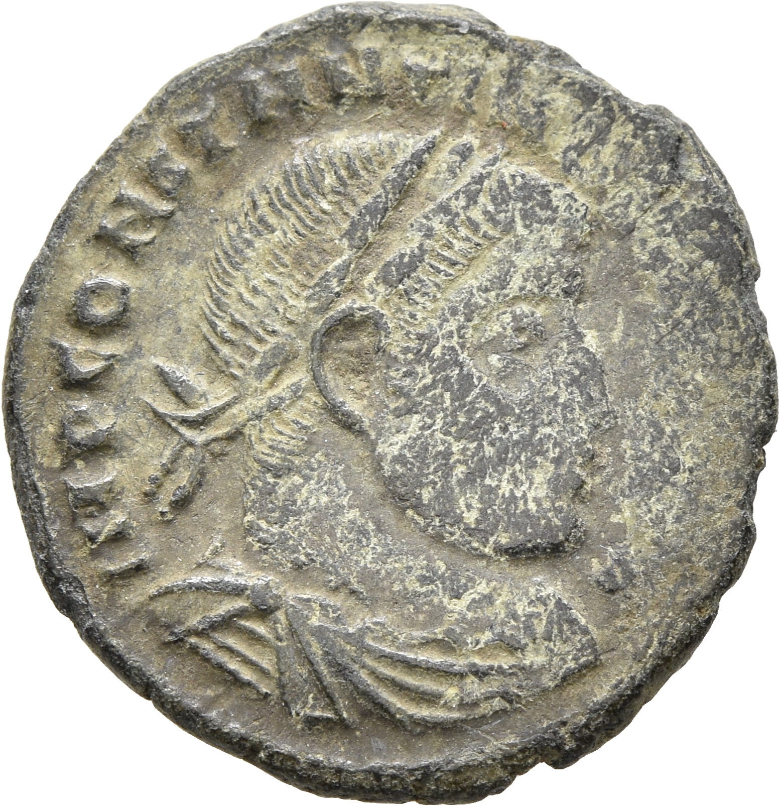 RIC VII Rome 33 Licinius obverse, Bust of Constantine I, laureate, draped, cuirassed, right