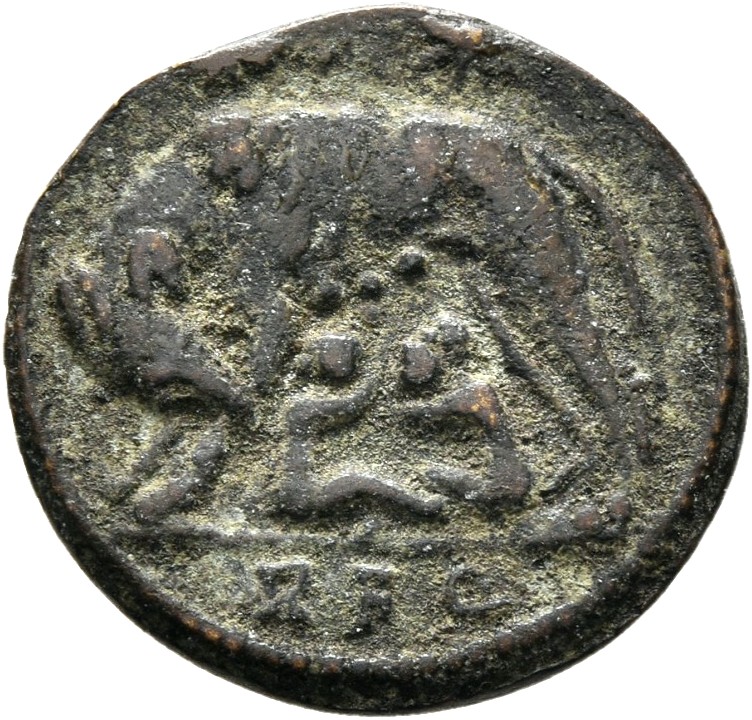 RIC VII Rome 331 Constantine I reverse, She-wolf, standing left, suckling twins; above, two stars
