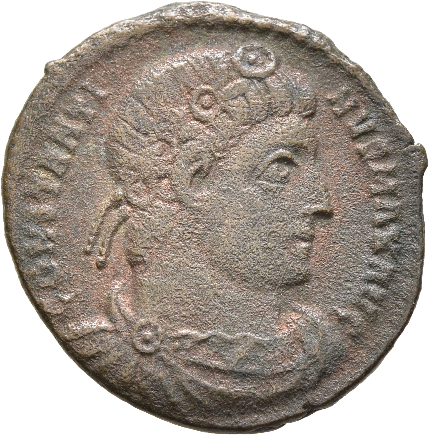 RIC VII Rome 335 Constantine I obverse, Bust of Constantine I, rosette-diademed, draped, cuirassed, right