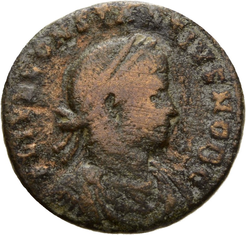 RIC VII Rome 337 Constantine I obverse, Bust of Constantius II, laureate, draped, cuirassed, right