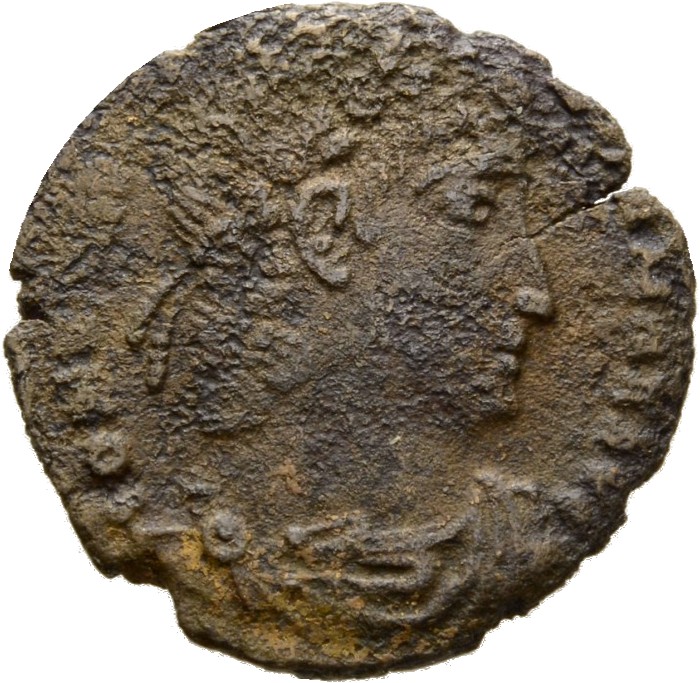 RIC VII Rome 381 Constantine I obverse, Bust of Constantine I, rosette-diademed, draped, cuirassed, right
