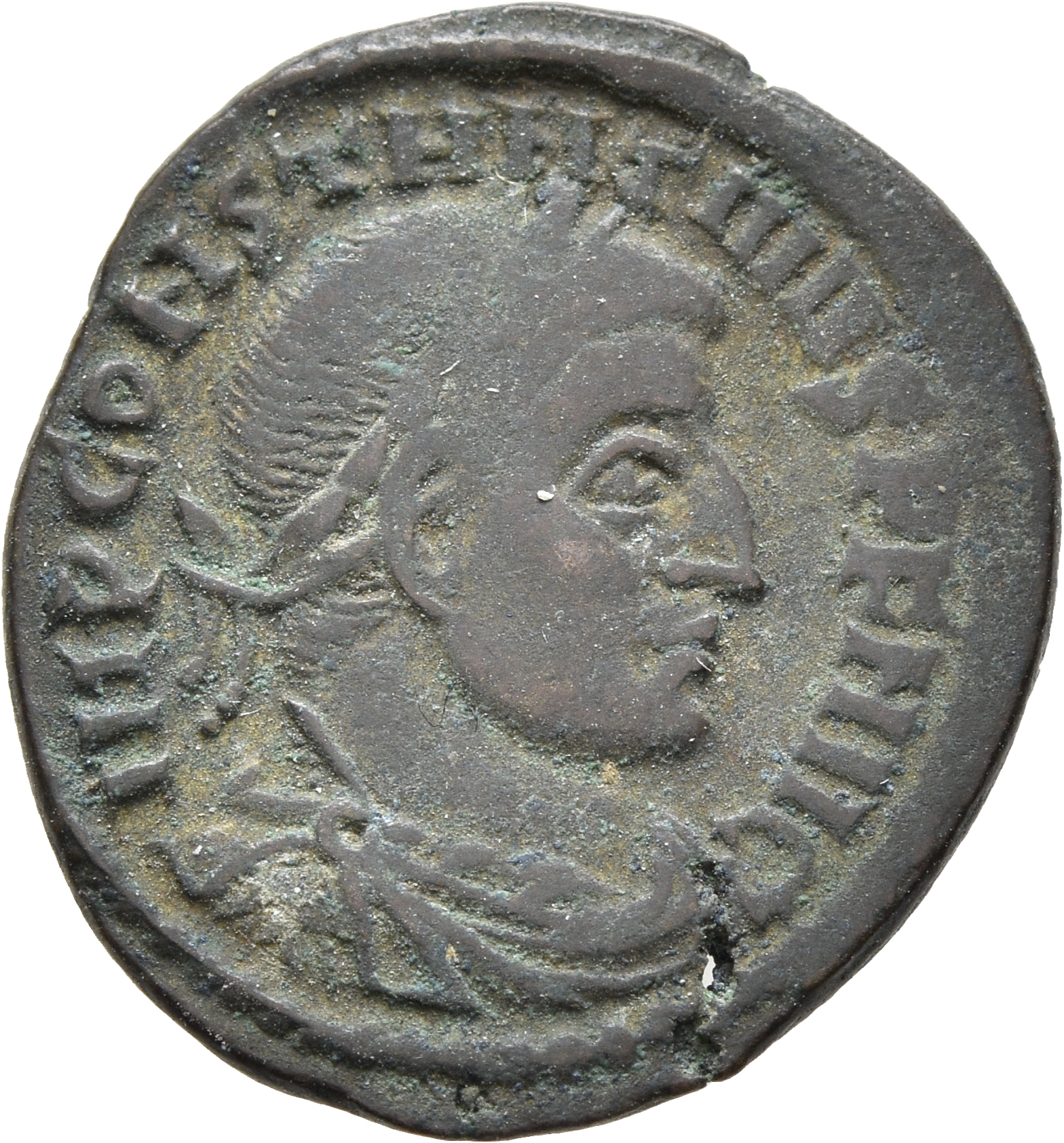 RIC VII Rome 49 Licinius obverse, Bust of Constantine I, laureate, draped, cuirassed, right