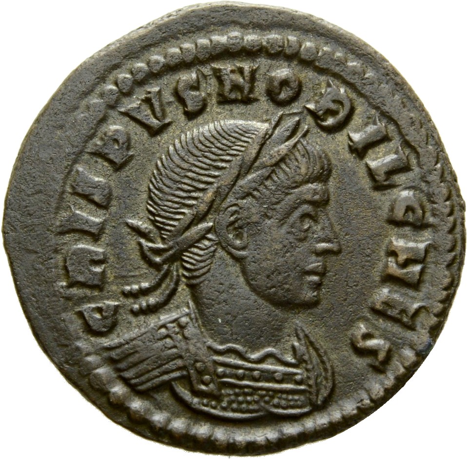 RIC VII Rome 90 Licinius obverse, Bust of Crispus, laureate, cuirassed, right