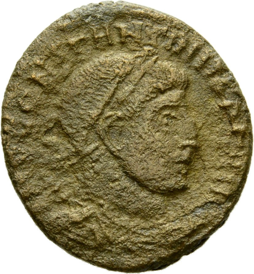 RIC VII Rome 97 Licinius obverse, Bust of Constantine I, laureate, draped, cuirassed, right