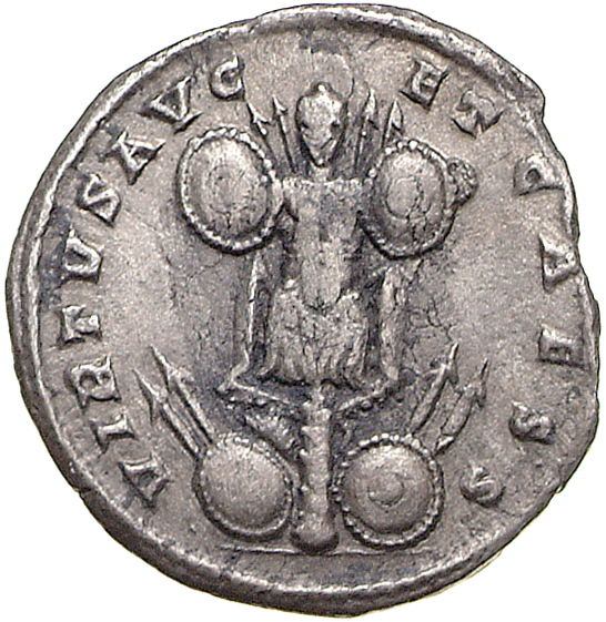 RIC VII Sirmium 17 Constantine I reverse, Trophy; at foot, two spears and four shields