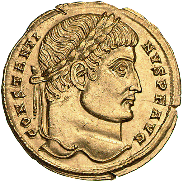 RIC VII Sirmium 37 Constantine I obverse, Head of Constantine I, laureate, right