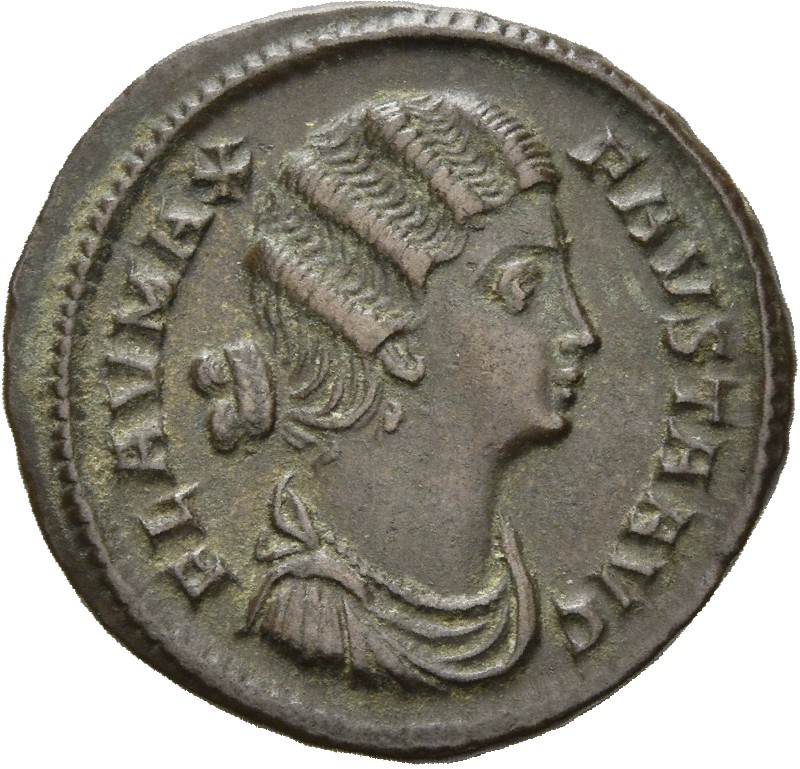RIC VII Sirmium 55 Constantine I obverse, Bust of Fausta waved hair, mantled, right