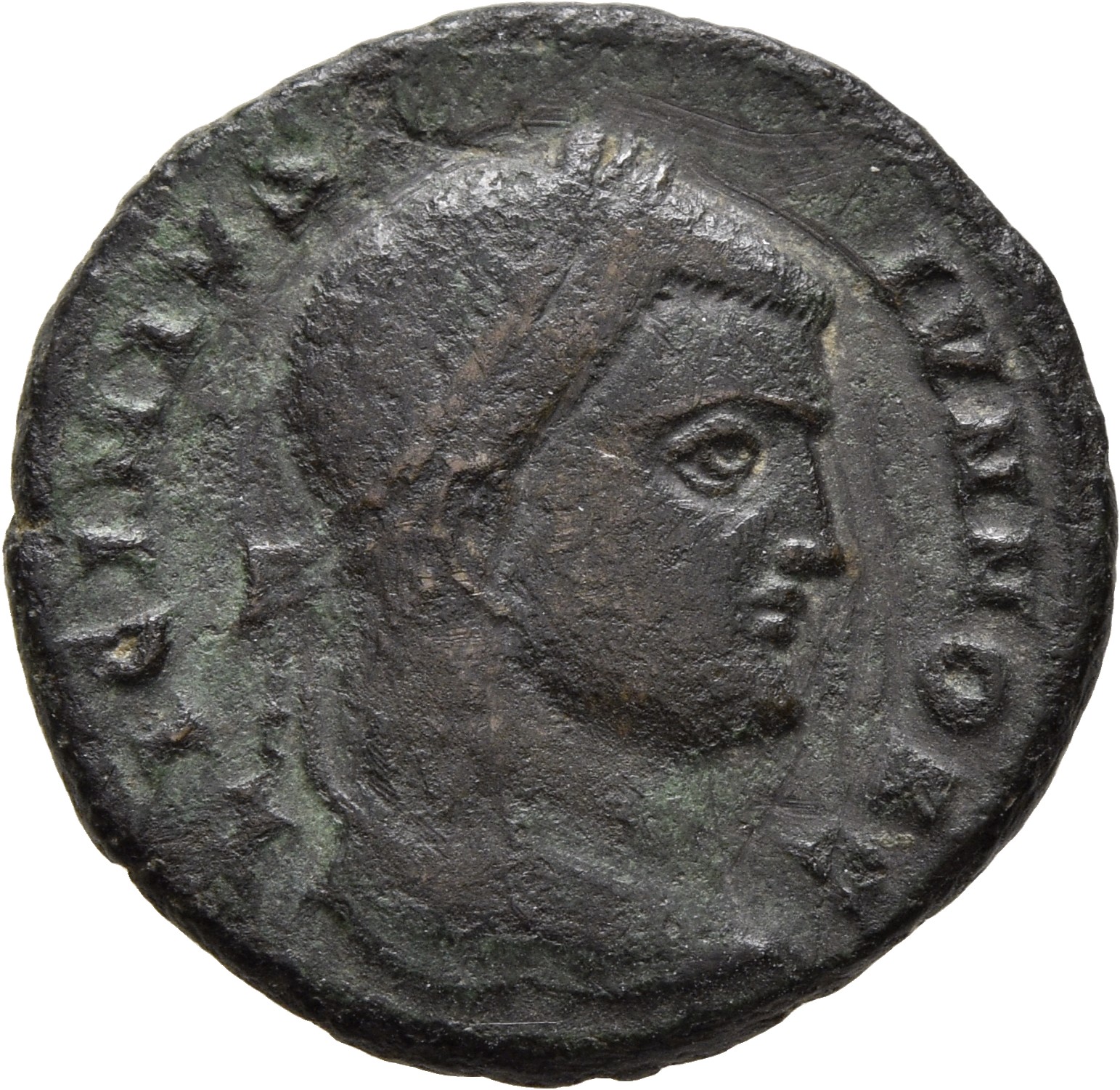 RIC VII Siscia 155 Constantine I obverse, Head of Licinius II, laureate, right