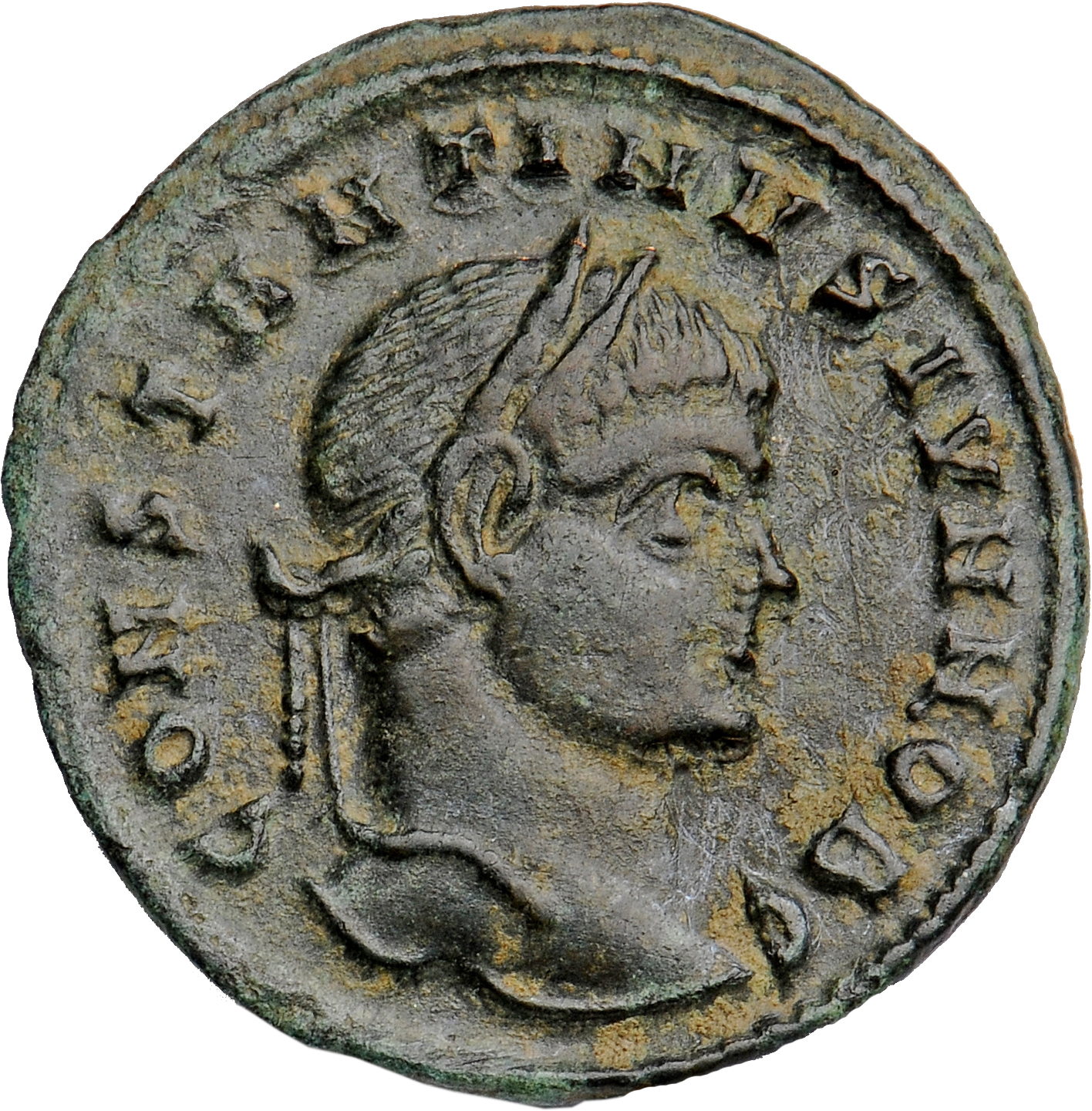 Constantine I obverse — Head of Constantine II, laureate, right